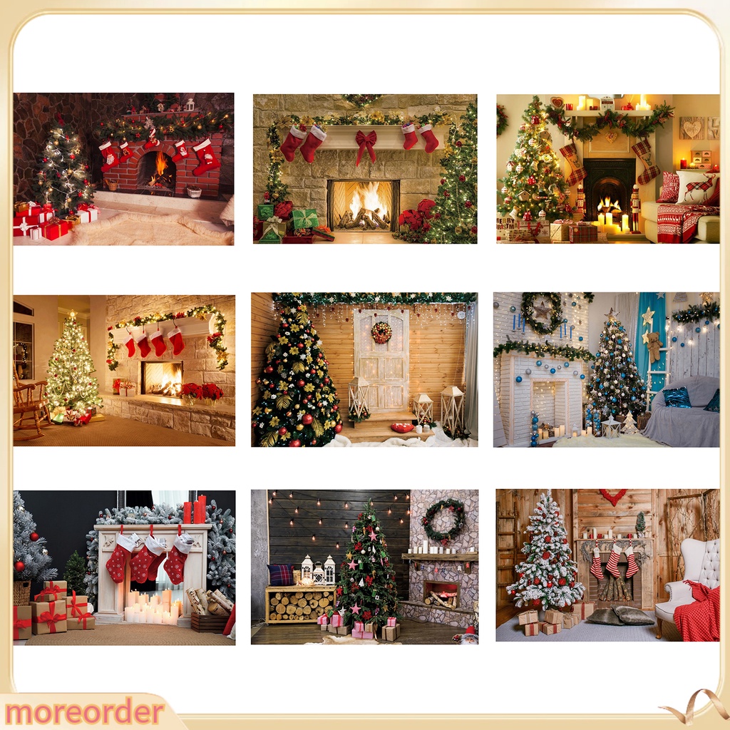 (MORE) Phông nền vải treo tường trang trí giáng sinh hình chữ nhật in hình ông già noel