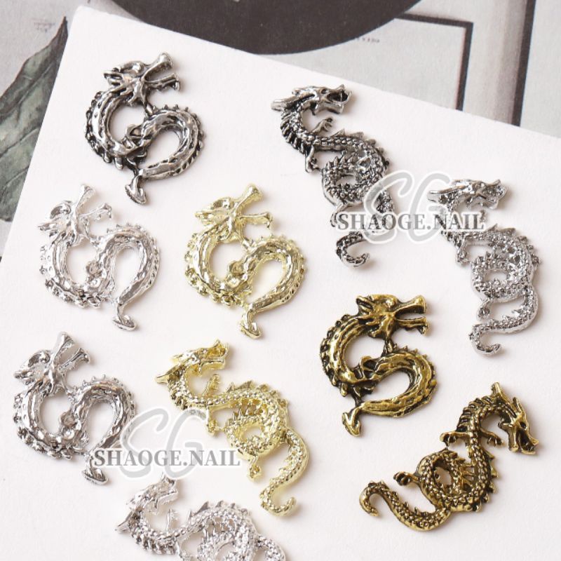 Charm rồng nail-charm rông bạc-vàng gắn trang trí móng tay