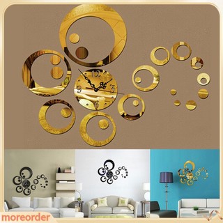 (MORE) Hình dán tường 3D hình tròn và đồng hồ treo tường giúp trang trí nội thất  tiện dụng