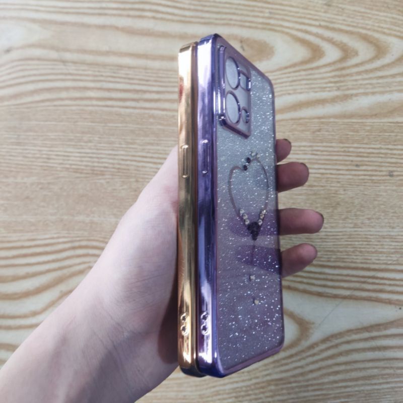 Ốp lưng Oppo Reno 7 4G dẻo viền xi màu lưng Kim tuyến có bảo vệ camera