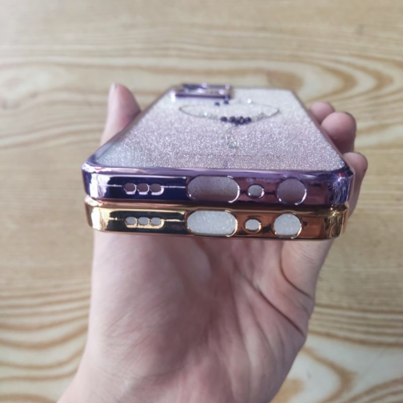 Ốp lưng Oppo Reno 7 4G dẻo viền xi màu lưng Kim tuyến có bảo vệ camera