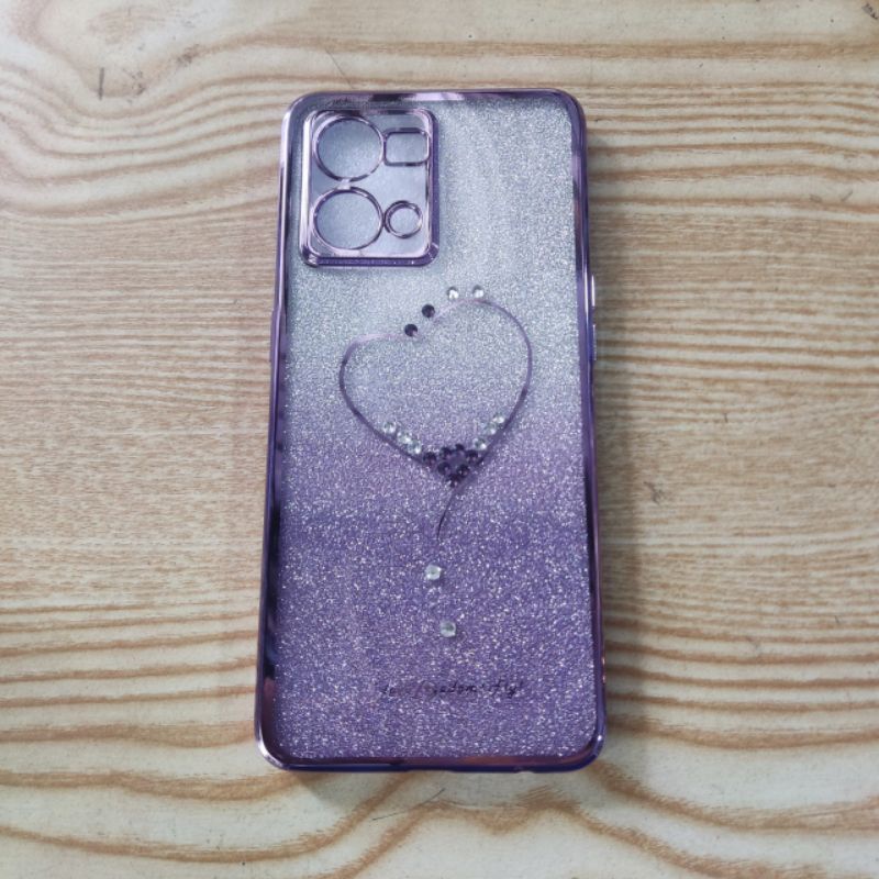 Ốp lưng Oppo Reno 7 4G dẻo viền xi màu lưng Kim tuyến có bảo vệ camera