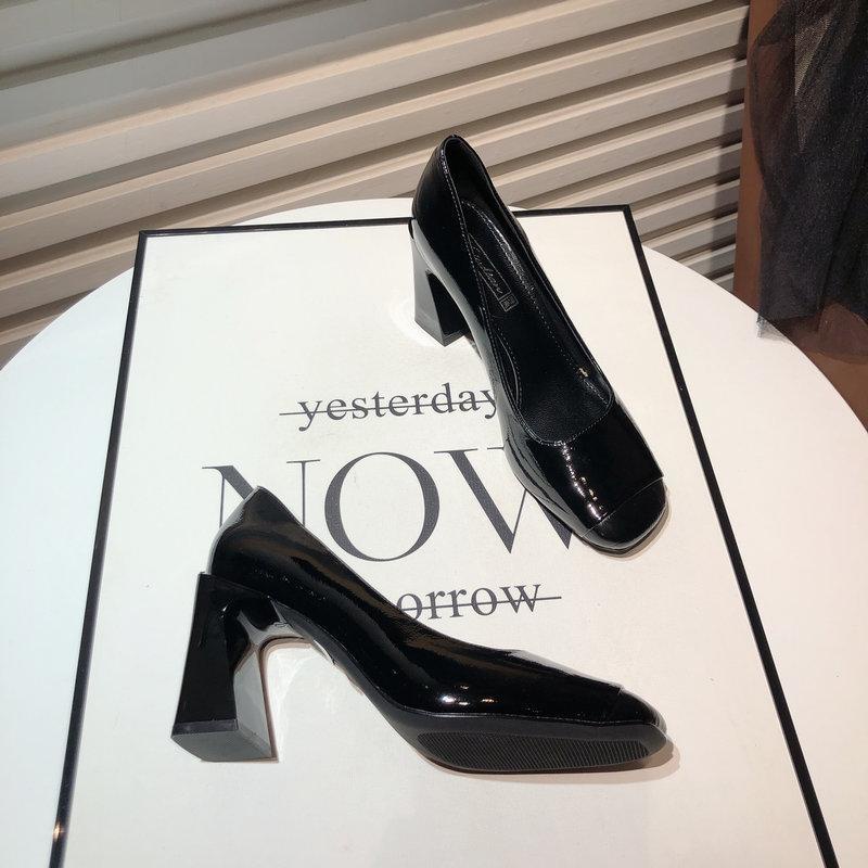 Classy one-pedal high heels 2023 phong cách mới mùa xuân retro mũi vuông giày gót dày giày da giày nữ giày nổi tiếng