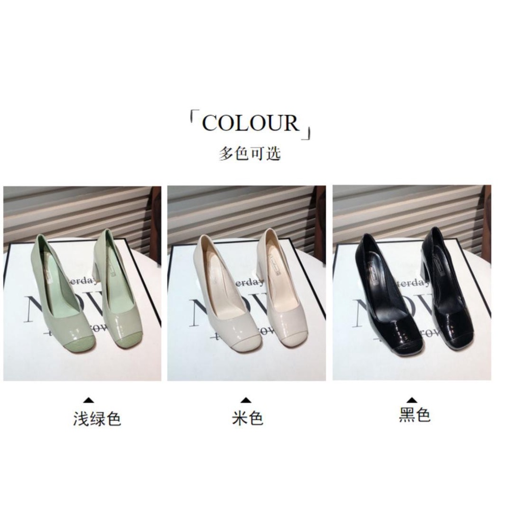 Classy one-pedal high heels 2023 phong cách mới mùa xuân retro mũi vuông giày gót dày giày da giày nữ giày nổi tiếng