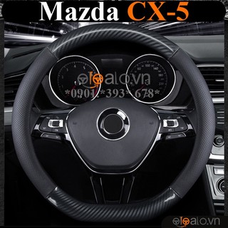 Bọc vô lăng chữ d cut mazda cx5 da cacbon cao cấp - phukienxe
