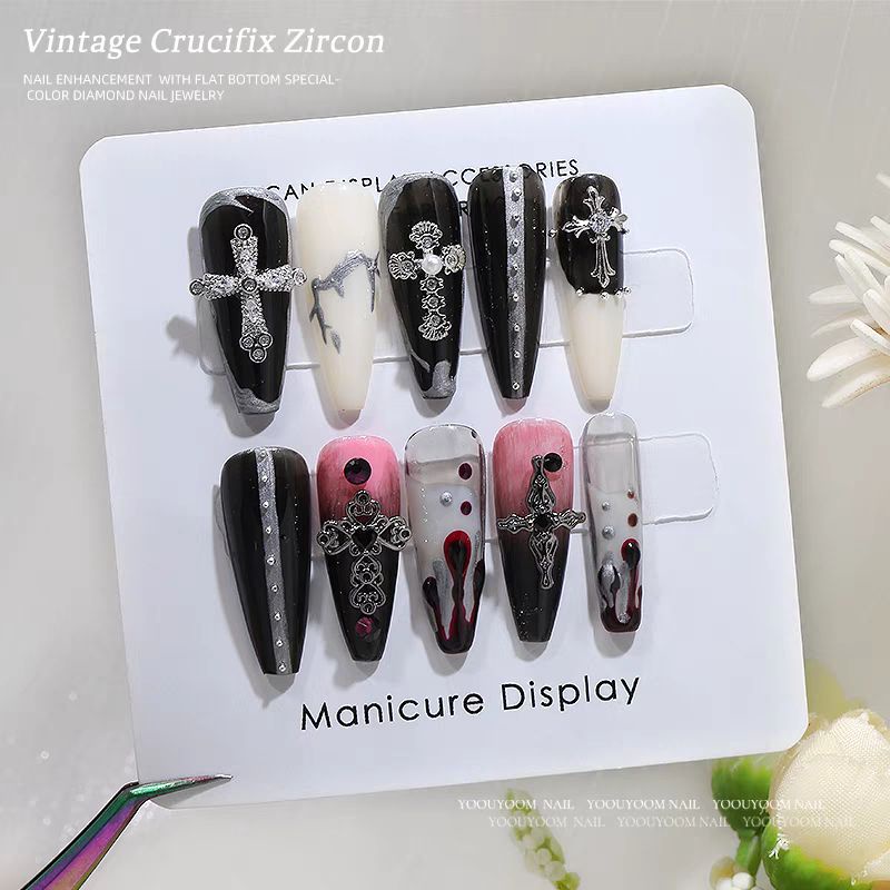 Charm thánh giá đá đen cao cấp-charm chữ thập đá đen cao cấp