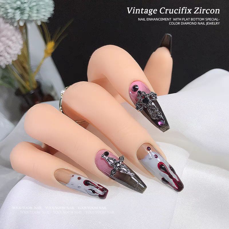 Charm thánh giá đá đen cao cấp-charm chữ thập đá đen cao cấp