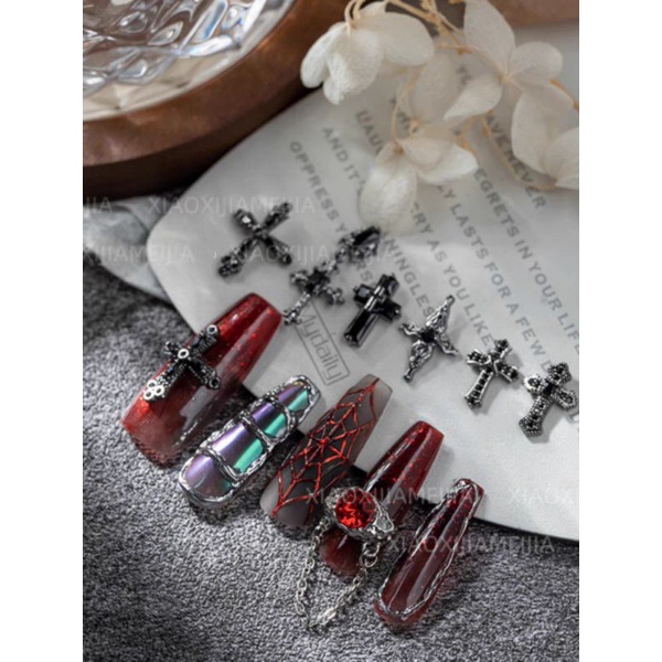 Charm thánh giá đá đen cao cấp-charm chữ thập đá đen cao cấp