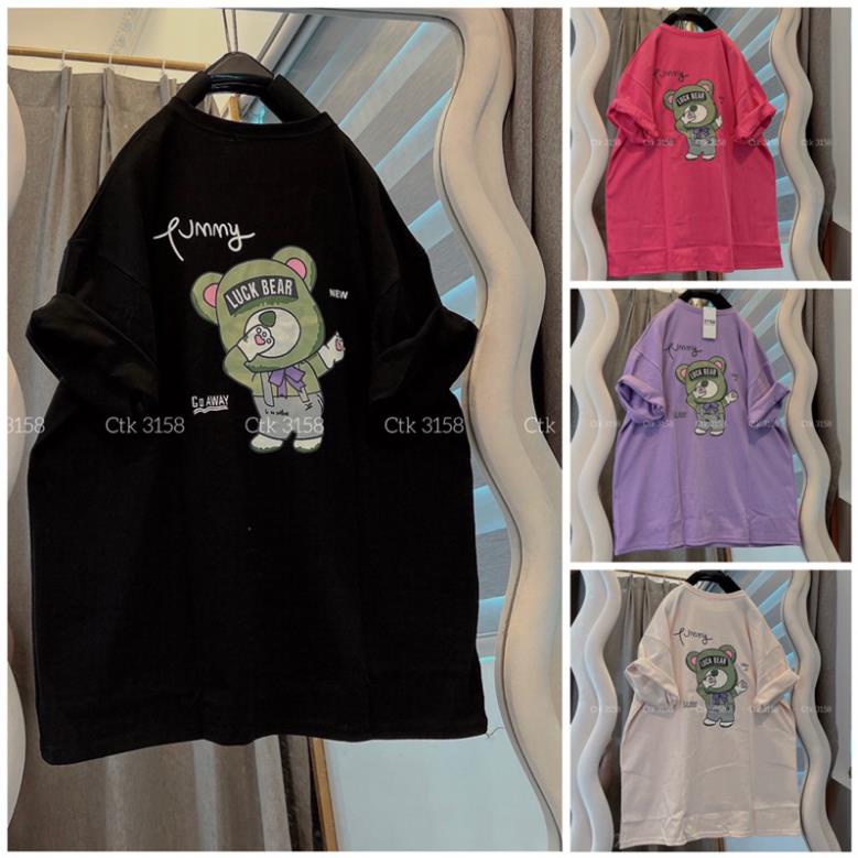 Áo Thun Form Rộng 3158 Cotton Khô Nam Nữ Unisex Gấu LuckBear