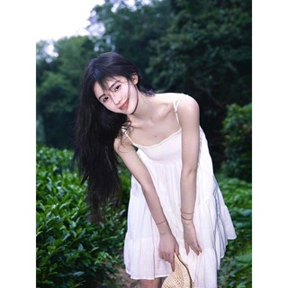 Váy hai dây trắng Cúc Tịnh Y thanh thuần ngây thơ vườn trường