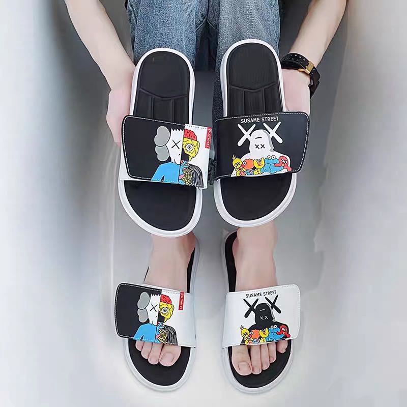 Dép nam nữ Susame Street XX quai dán 2 màu đen và trắng size kép 35-44 shopmen