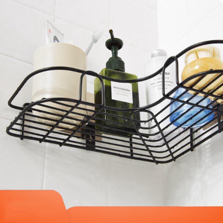 Kệ góc để đồ nhà tắm nhà bếp treo dán góc tường không cần khoan vít