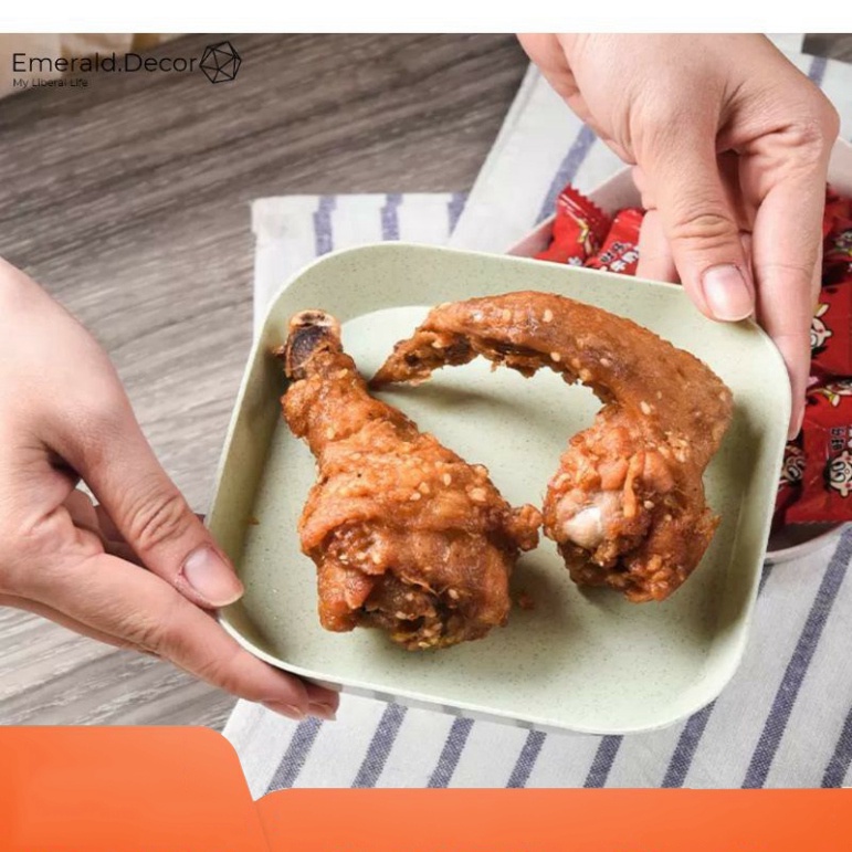 Đĩa nhựa lúa mạch vuông, đĩa đựng bánh kẹo, đĩa vuông nhỏ nhiều màu