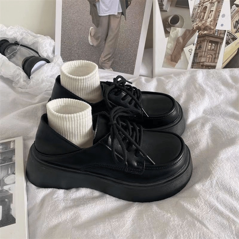 Siêu rẻ Giày da nhỏ nữ đế dày độn cao kiểu Pháp Mary Jane xả kho thanh lý