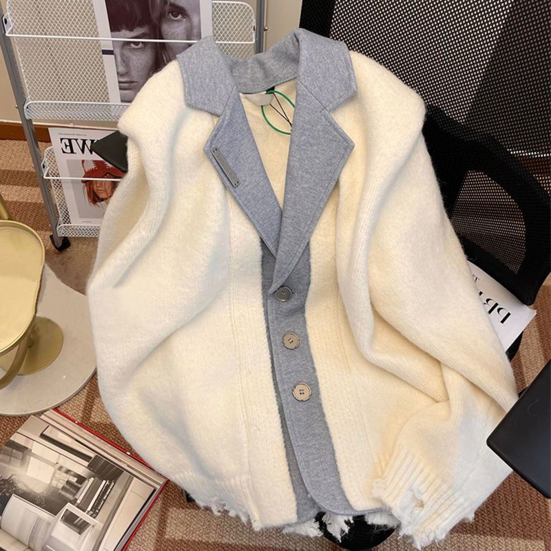 Áo Khoác cardigan Giả Hai Lớp Phong Cách Hàn Quốc Thời Trang Cho Nữ