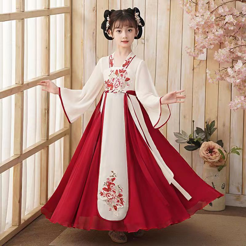 Đầm Hán phục cổ trang thời Đường phong cách Trung Quốc siêu cổ tích mùa xuân hè cho bé gái