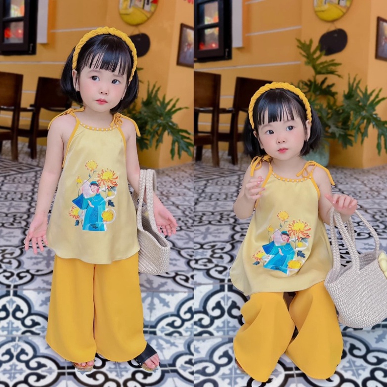 Set cô Tấm áo dây yếm quần lụa khuyến mãi kèm theo bờm tết cho bé vui Trung Thu