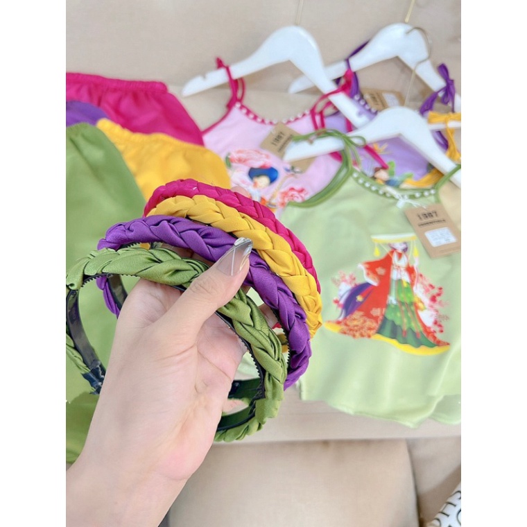 Set cô Tấm áo dây yếm quần lụa khuyến mãi kèm theo bờm tết cho bé vui Trung Thu