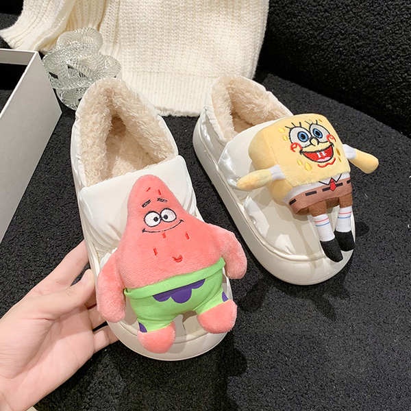 Giày Bông Dày Dặn Hình Spongebob Mũi Vuông Xinh Xắn Cho Nữ