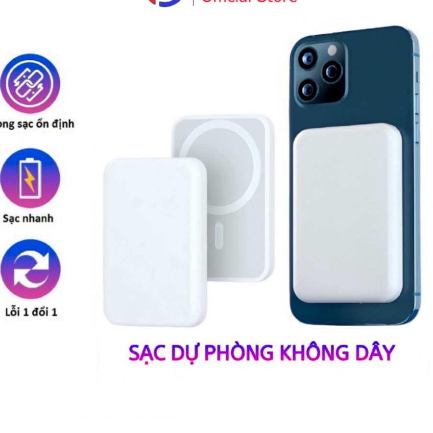 Sạc Dự Phòng Không Dây Từ Tính Sạc Nhanh Pin 5000mah Mini Nhỏ Gọn Cao Cấp Cho Điện Thoại HOT