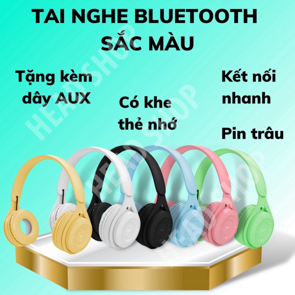 Tai Nghe Bluetooth 5.0 Chụp Tai có micro Headphone không dây thời trang màu sắc Y08 Head shop HOT