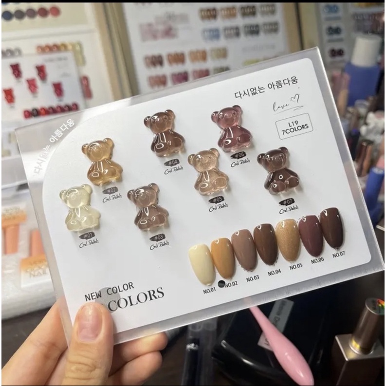 Sét sơn gel gấu tone nâu 7 màu kèm bảng