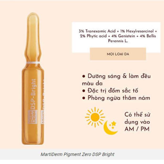 Ampoule dưỡng sáng đều màu da, giảm đốm sắc tố MartiDerm Pigment Zero DSP Bright (30 x 2ml) - AJA'S SKINLAB