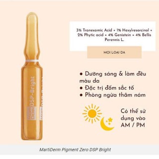 Ampoule dưỡng sáng đều màu da, giảm đốm sắc tố martiderm pigment zero dsp bright - aja's skinlab
