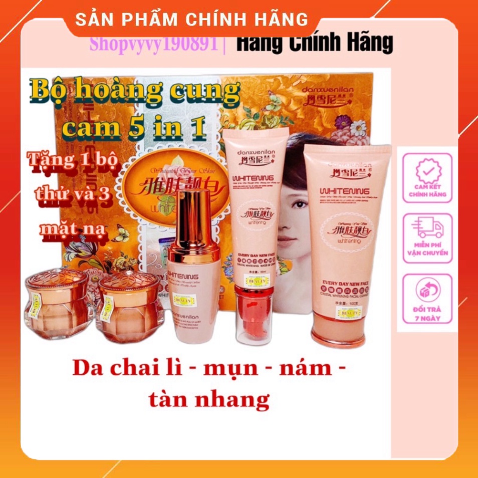 CHÍNH HÃNG -  Bộ Hoàng Cung Cam 5in1 chính hãng tặng 3 mặt nạ và 1 bộ thử.