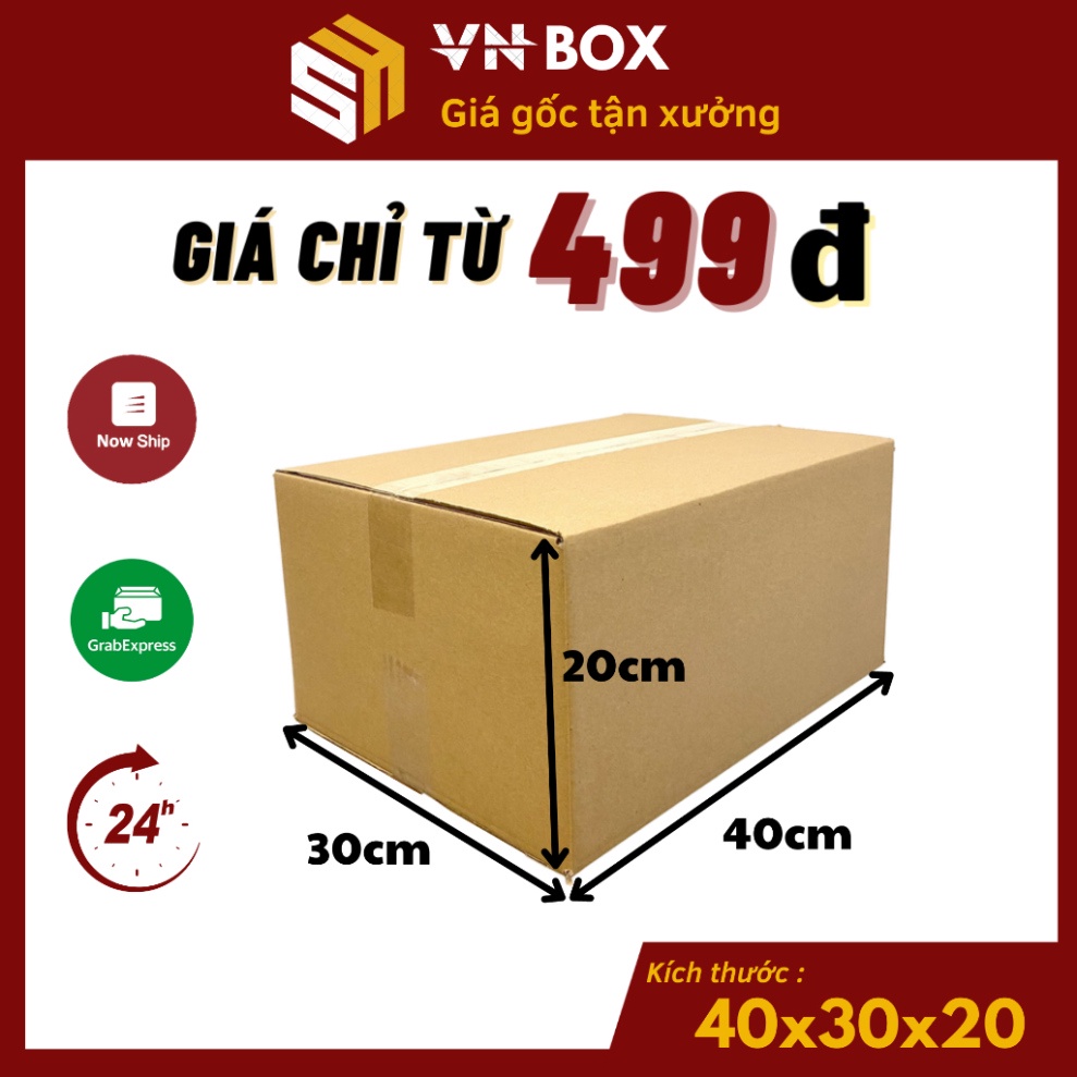 Combo 10 40x30x20 thùng carton to, thùng chuyển nhà chuyển văn phòng đóng đồ, hộp carton đóng hàng - VN Box