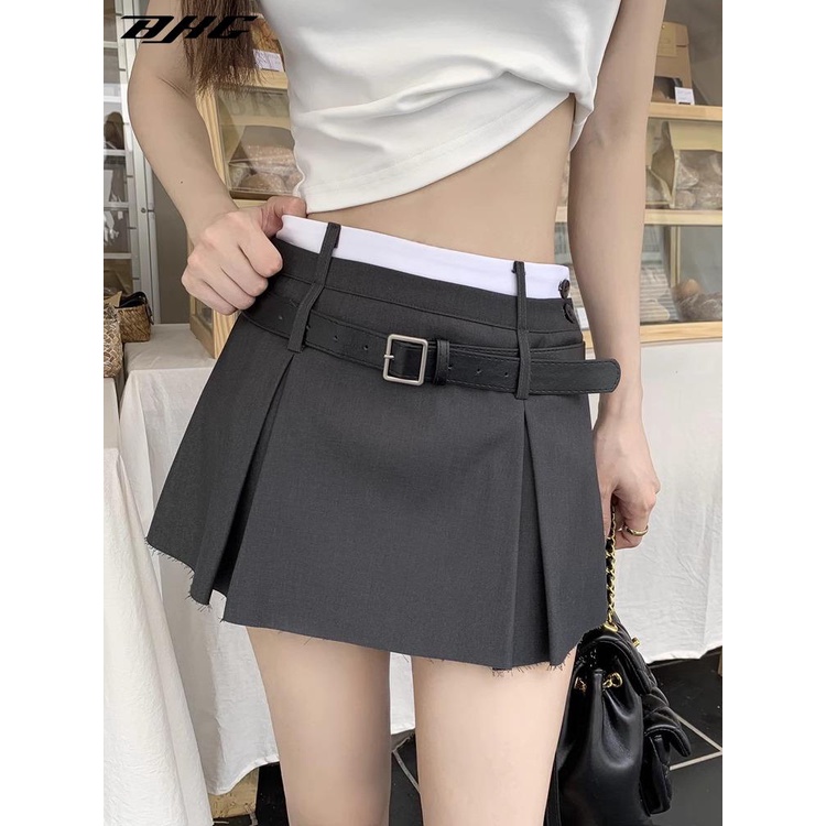Chân Váy Chữ A Lưng Cao Xếp Ly Phong Cách Preppy Thời Trang Mùa Hè Cho Nữ