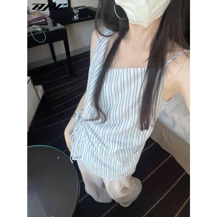 Áo Hai Dây Họa Tiết Kẻ Sọc Phong Cách Hàn Quốc Thời Trang Mùa Hè Xinh Xắn Cho Nữ
