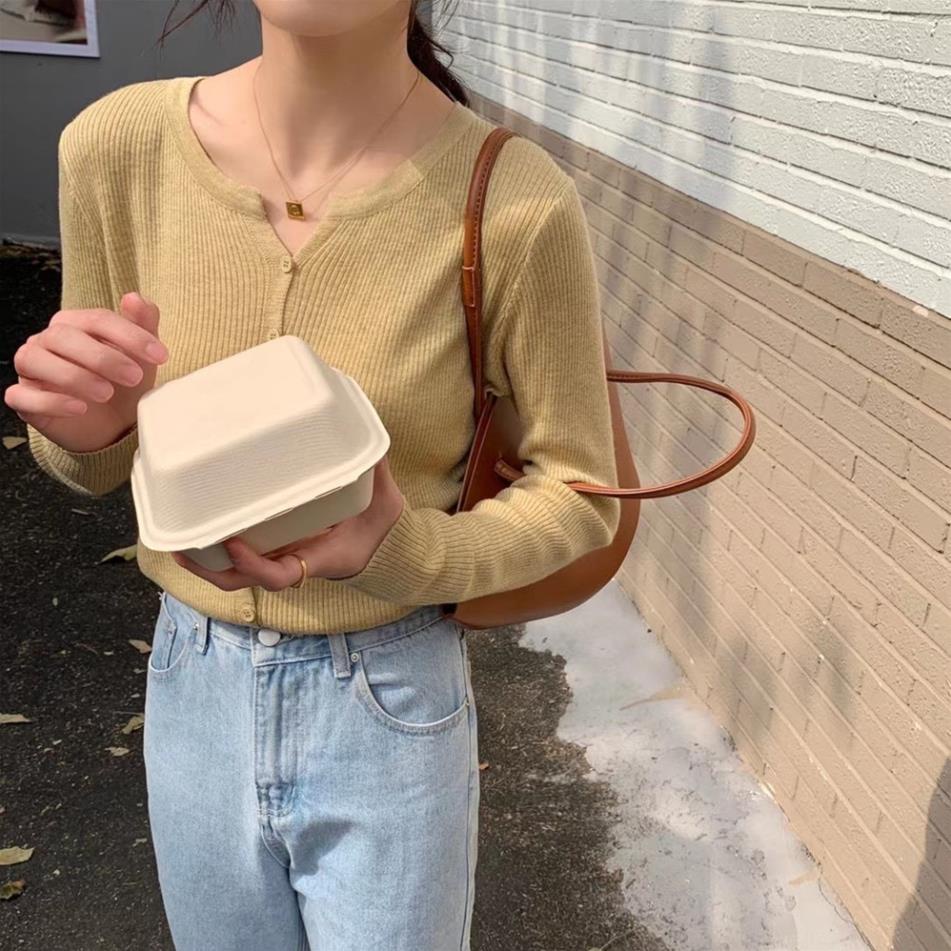 Áo cardigan len tăm dệt kim cổ V dài tay màu trơn phong cách đơn giản MA076