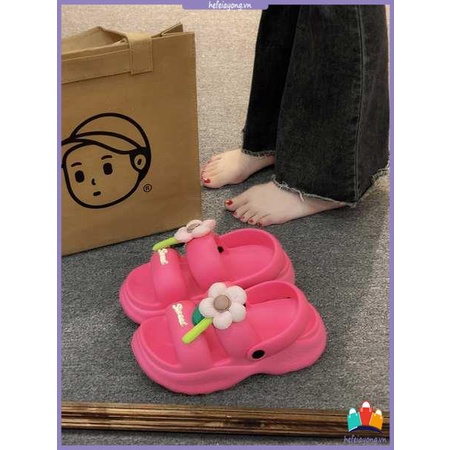 Giày Sandal Đế Dày Đính Hoa Thời Trang Cho Nữ