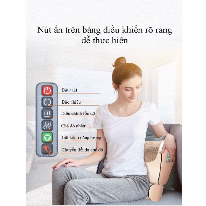 Gối massage cổ vai gáy, máy massage hồng ngoại 20 bi cao cấp hỗ trợ mát xa