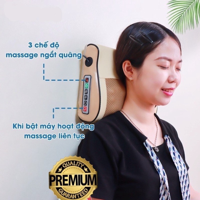 Gối massage cổ vai gáy, máy massage hồng ngoại 20 bi cao cấp hỗ trợ mát xa toàn thân bảo hành toàn quốc - Limstore