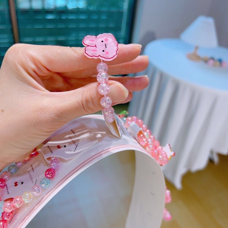 Hoạt Hình Cho Bé Vòng Tay Vòng Tay Họa Tiết Độ Đàn Hồi Cao Hạt Pha Lê Hồng Tay Trẻ Em Trang Sức Bé Gái Món Quà Dễ Thương