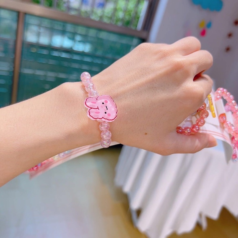 Hoạt Hình Cho Bé Vòng Tay Vòng Tay Họa Tiết Độ Đàn Hồi Cao Hạt Pha Lê Hồng Tay Trẻ Em Trang Sức Bé Gái Món Quà Dễ Thương