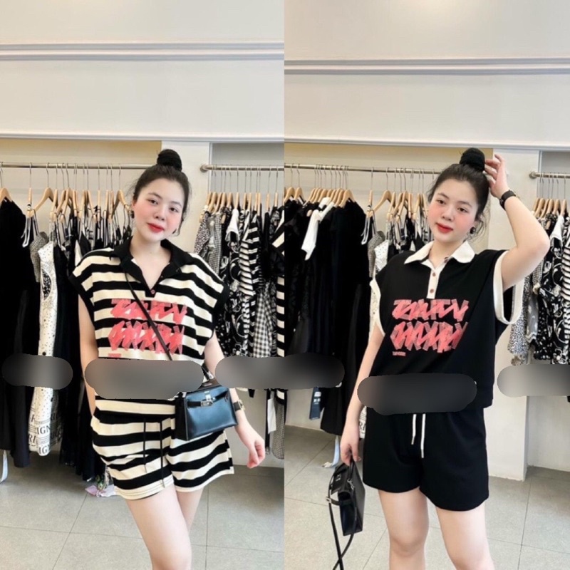 SỈ BỘ ÁO TAY HẾN CHỮ QUẦN ĐÙI 2 MÀU CHO NỮ Q93407323