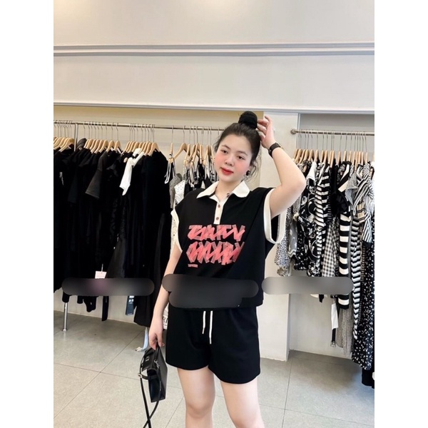 SỈ BỘ ÁO TAY HẾN CHỮ QUẦN ĐÙI 2 MÀU CHO NỮ Q93407323