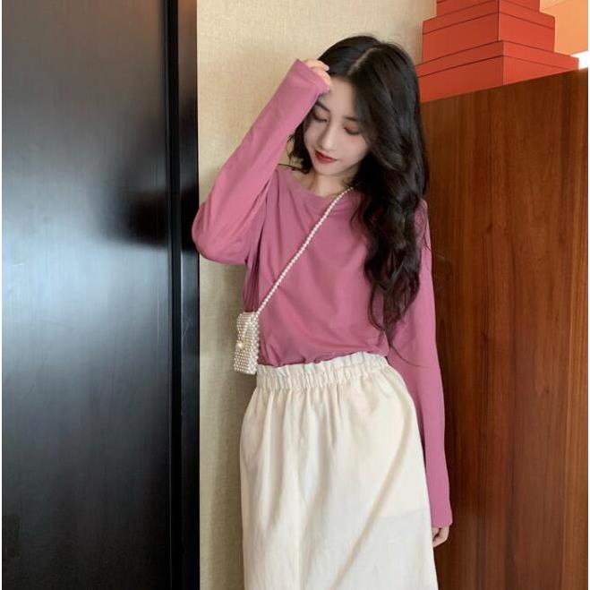 Áo thun len dài tay nữ trơn vải cotton thun zip cao cấp nhiều màu MA081