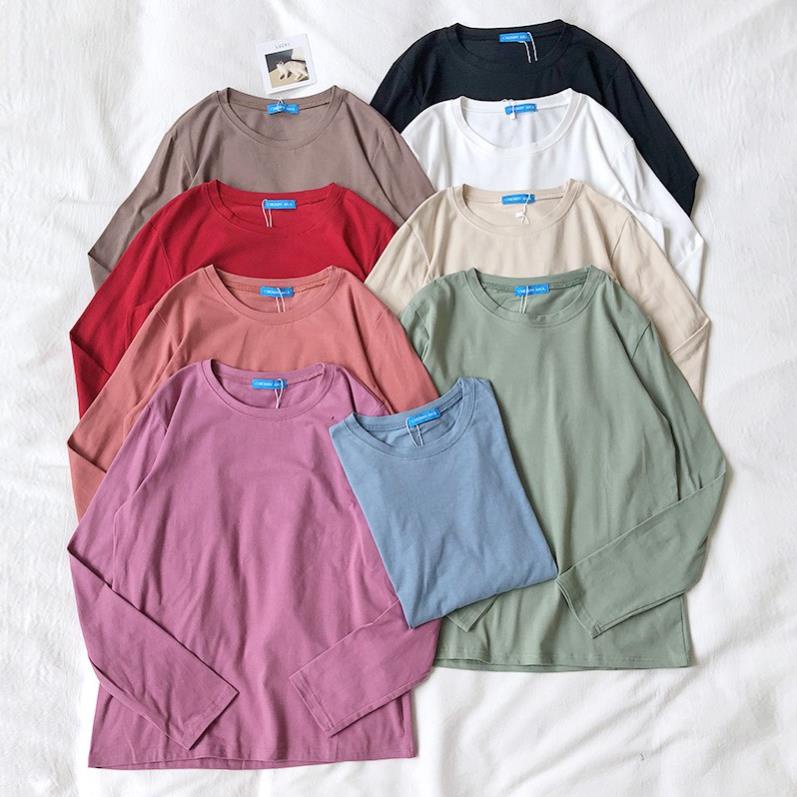 Áo thun len dài tay nữ trơn vải cotton thun zip cao cấp nhiều màu MA081