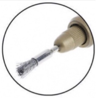 chổi bút thép/đồng /cước ni lông đánh gỉ 5mm cán 3mm