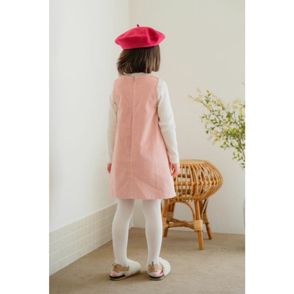 Váy yếm nhung Babidiboo màu cam đào hình thỏ size 100 - 140