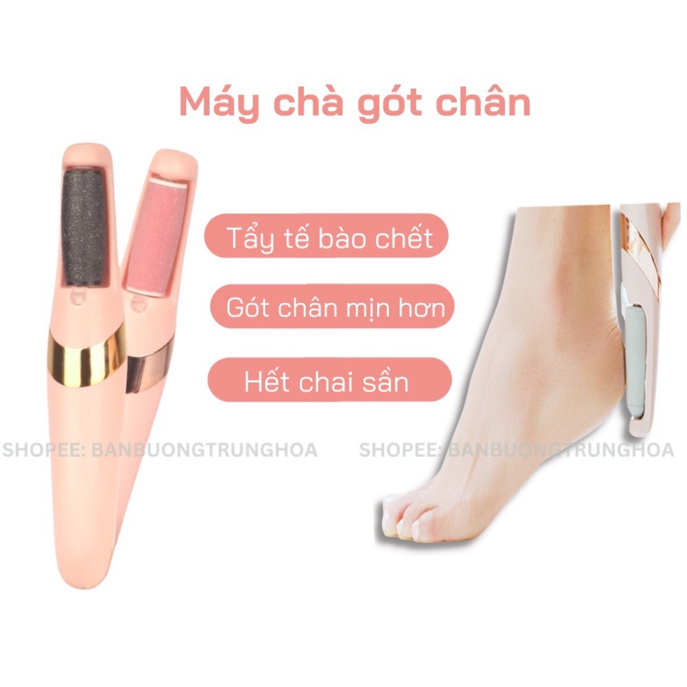 Máy chà gót chân loại bỏ da chết và vết chai, dụng cụ mài gót chân tại nhà 2 đầu mài, pin tích điện