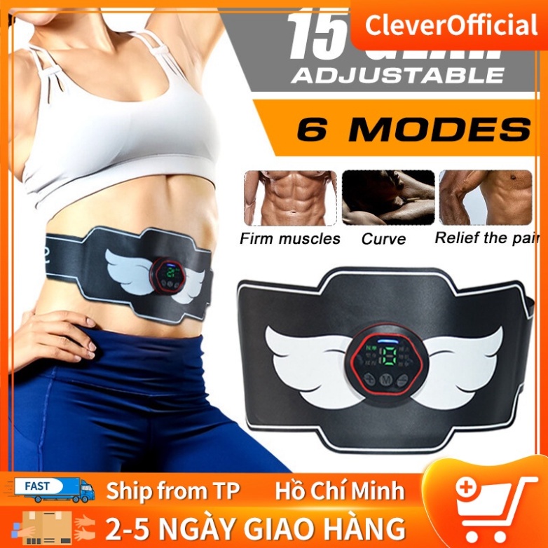 Máy massage bụng, máy rung giảm mỡ bụng, Đai rung nóng 6 chế độ 15 cấp