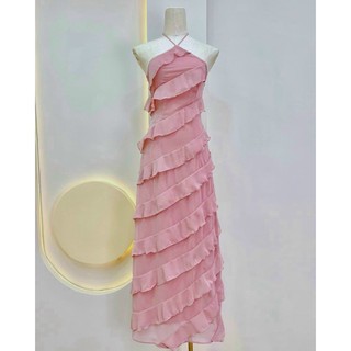 Mua Ngay - Đầm Cổ Yếm Côt Dây Vải Voan Xếp Tầng Xinh Xắn Cho Nàng NEW UNISEX