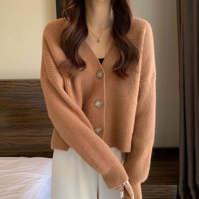 Áo cardigan trơn basic 4 màu len dệt kim dày dặn cực xinh