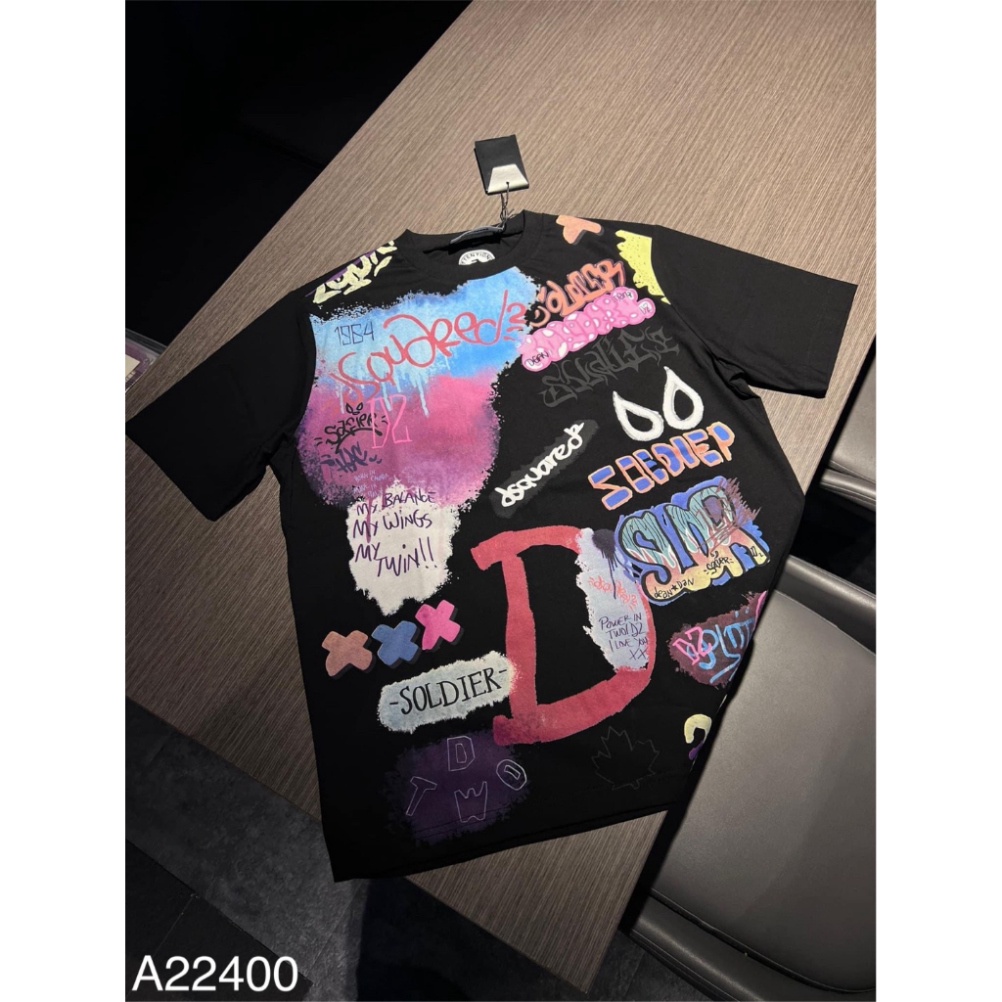 Áo Phông Nam Nữ Dsq2 In chữ ICON Đen Trắng Chéo Áo Đơn Giản Basic - Áo Thun Siêu Cấp Boy Phố Đi Cháy Cực Chất Hót 2023