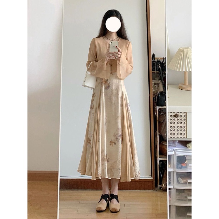 Đầm Hai Dây Dáng Dài In Họa Tiết Phong Cách Trung Hoa Cổ Điển Hàng Mới 2023 LF7.28